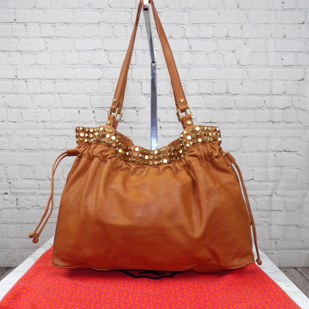 Tory Burch Linden Leather studded drawstring tote
